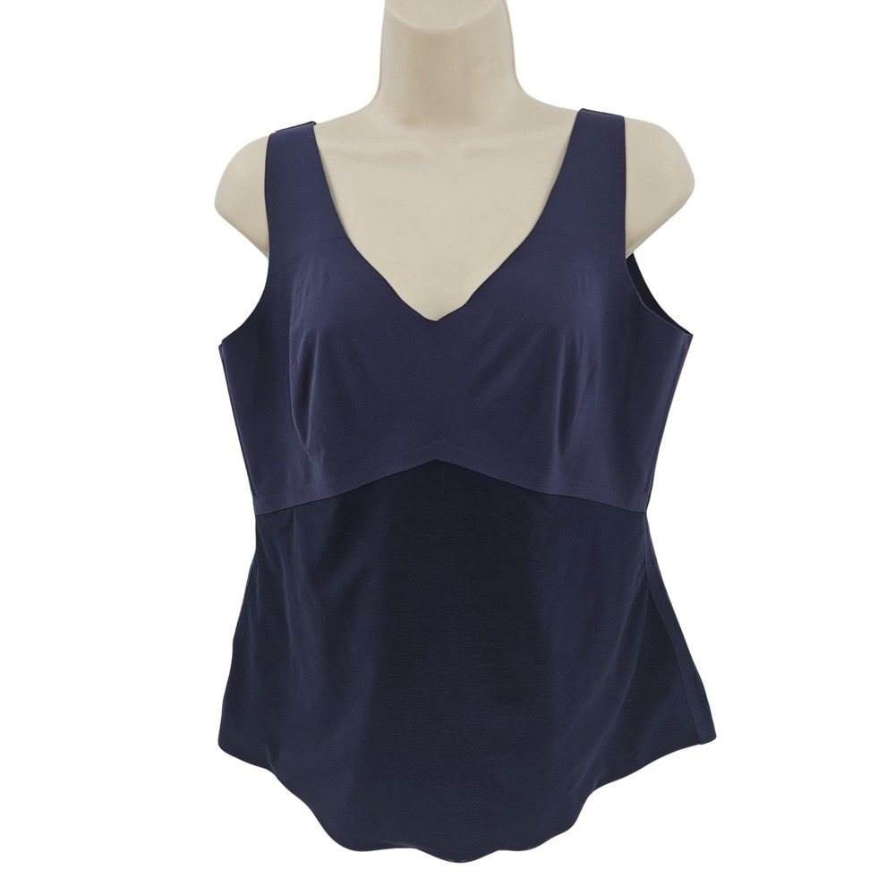Honeylove Tank Top Womens 1X Navy Blue Shapewear Support Bra Cup Mesh Camisole